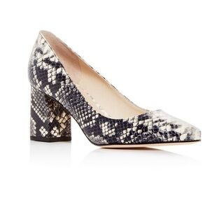 Marc Fisher Zala Block Heel Pointy Toe Pump Snake Print